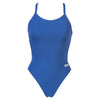 COSTUME NUOTO ARENA DONNA INTERO SPALLINA STRETTA PISCINA SOLID WOMAN SWIMSUIT AZZURRO