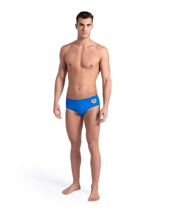 COSTUME ARENA UOMO ALTO NUOTO PISCINA SWIM BRIEFS BIG LOGO TRUNK AZZURRO