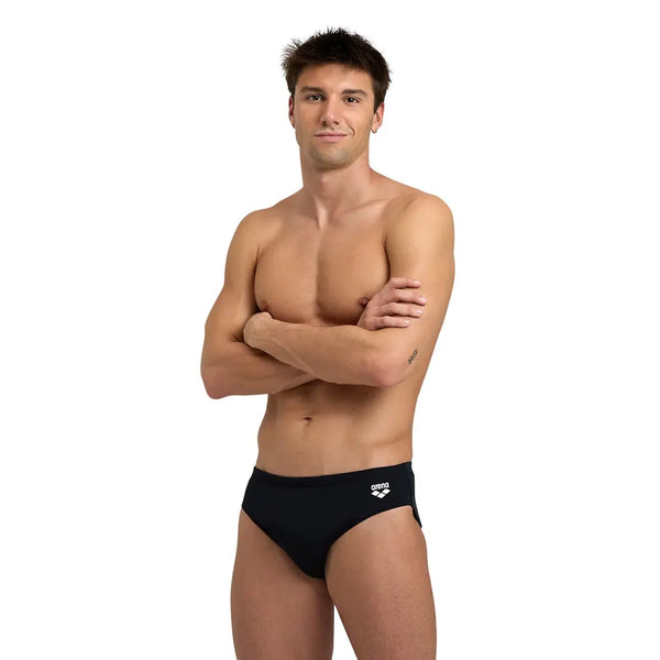 COSTUME ARENA UOMO SLIP NUOTO PISCINA NERO BIG LOGO BRIEF