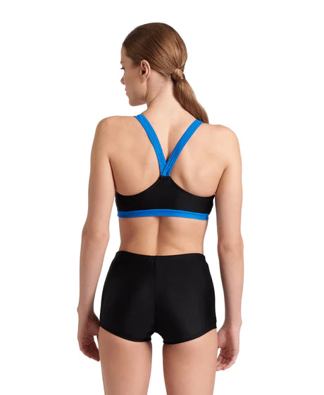COSTUME ARENA 2 PEZZI PANTALONCINO E TOP DONNA PISCINA NUOTO NERO/BLU