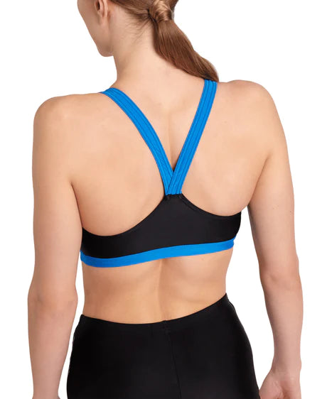 COSTUME ARENA 2 PEZZI PANTALONCINO E TOP DONNA PISCINA NUOTO NERO/BLU