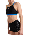 COSTUME ARENA 2 PEZZI PANTALONCINO E TOP DONNA PISCINA NUOTO NERO/BLU