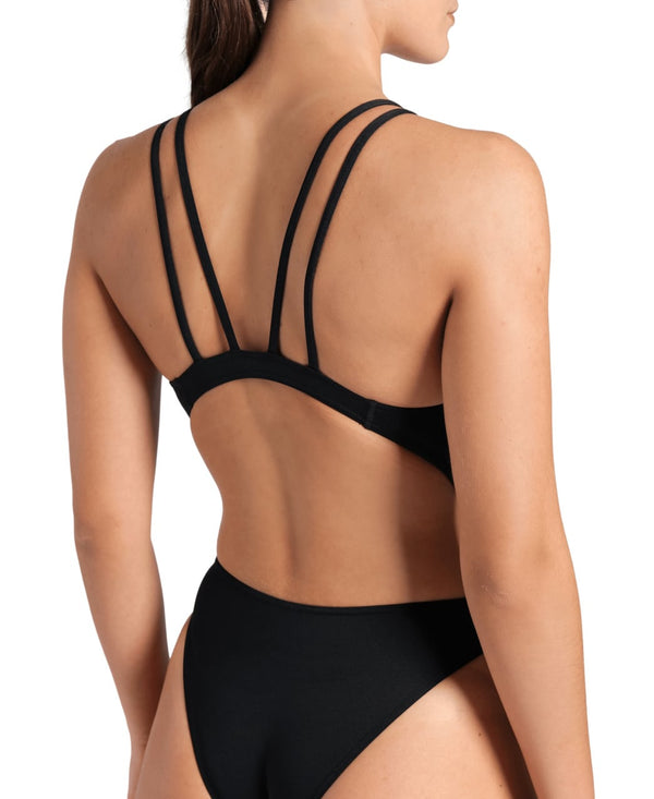 COSTUME NUOTO ARENA DONNA INTERO PISCINA TECH SOLID NERO SPALLINA STRETTA
