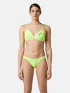 COSTUME 2 PEZZI DONNA AKRON NUOTO PISCINA BIKINI TRIANGOLO GIALLO FLUO COMEDY