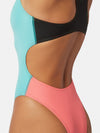 COSTUME DONNA AKRON ITALIA NUOTO PISCINA TRICOLOR CELESTE NERO FUCSIA