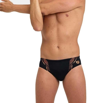 COSTUME ARENA UOMO SLIP NUOTO PISCINA NERO ARANCIO BRIEF