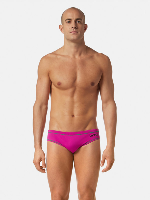 COSTUME AKRON ITALIA UOMO SLIP NUOTO PISCINA BICOLOR ARANCIO VIOLA