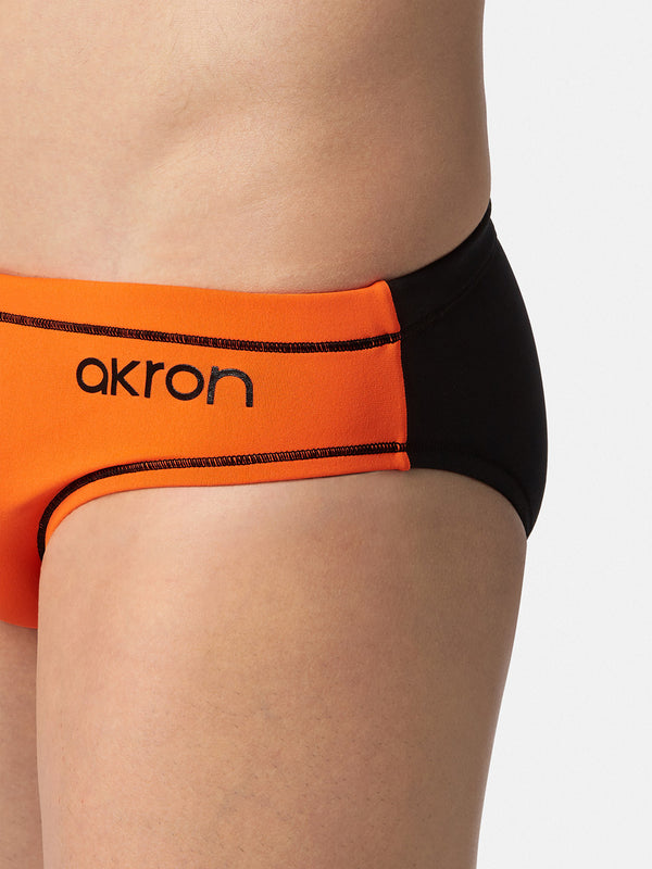 COSTUME AKRON ITALIA UOMO SLIP NUOTO PISCINA BICOLOR ARANCIO NERO