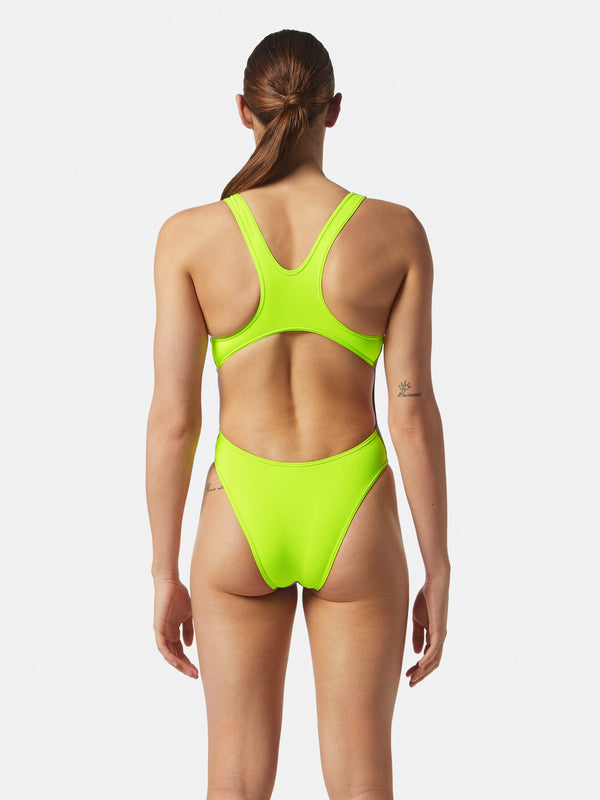 COSTUME DONNA AKRON ITALIA NUOTO PISCINA BICOLOR LILLA GIALLO