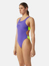COSTUME DONNA AKRON ITALIA NUOTO PISCINA BICOLOR LILLA GIALLO