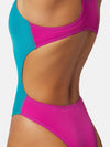 AKRON ITALIA WOMEN'S SWIMSUIT SWIMMING POOL BICOLOR PURPLE BLACK