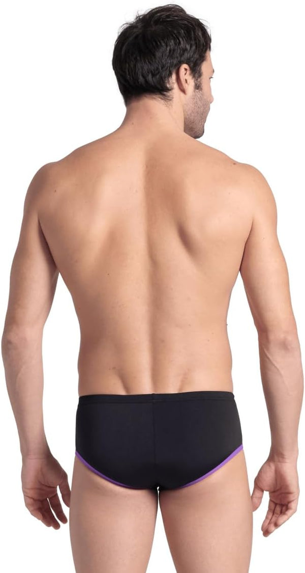 COSTUME ARENA UOMO ALTO NUOTO PISCINA SWIM BRIEFS BIG LOGO TRUNK NERO VIOLA