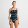 COSTUME ARENA DONNA INTERO PISCINA SPALLINA STRETTA BLACK FUXIA