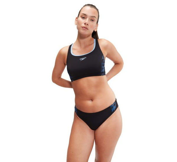 COSTUME 2 PEZZI SPEEDO BIKINI DONNA FASCIA PISCINA NUOTO NERO BLU
