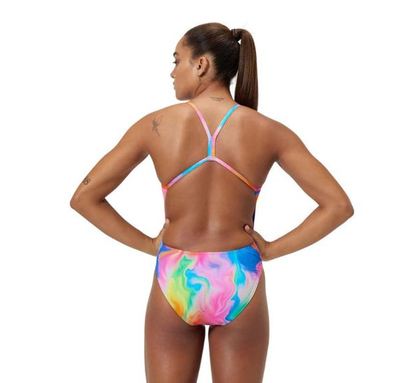 COSTUME DONNA PISCINA SPEEDO NUOTO INTERO SPALLINA STRETTA PRINTED