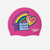 CUFFIA SILICONE SPEEDO SWIM CAP CUFFIE PISCINA CUORE ARCOBALENO ROSA