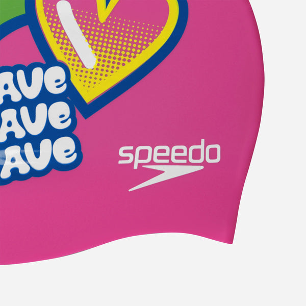 CUFFIA SILICONE SPEEDO SWIM CAP CUFFIE PISCINA CUORE ARCOBALENO ROSA