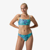 COSTUME 2 PEZZI SPEEDO SLIP E FASCIA DONNA PISCINA NUOTO AZZURRO FIORI