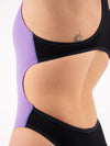 COSTUME DONNA AKRON ITALIA NUOTO PISCINA BICOLOR VIOLA NERO