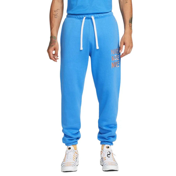 PANTALONE NIKE UOMO TUTA TRAINING JOGGER CLUB FELPATO AZZURRO