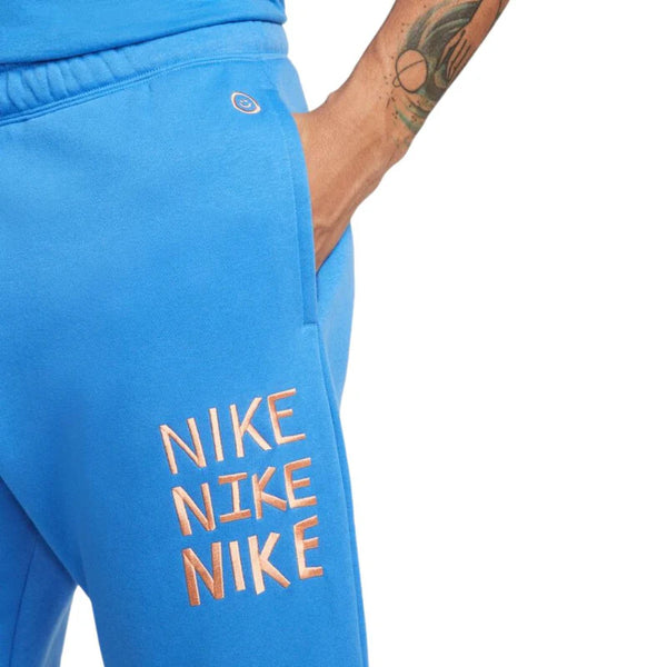 PANTALONE NIKE UOMO TUTA TRAINING JOGGER CLUB FELPATO AZZURRO