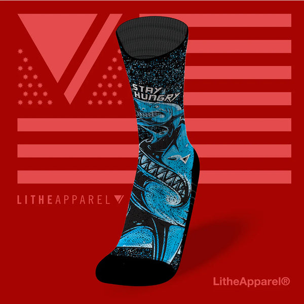 CALZE LITHE CROSSFIT STAY HUNGRY SHARK WOD WORKOUT RX SOCKS