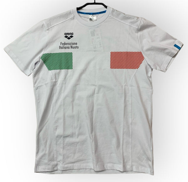 T SHIRT ARENA FIN ITALIA MAGLIA TRAINING NAZIONALE NUOTO BIANCA