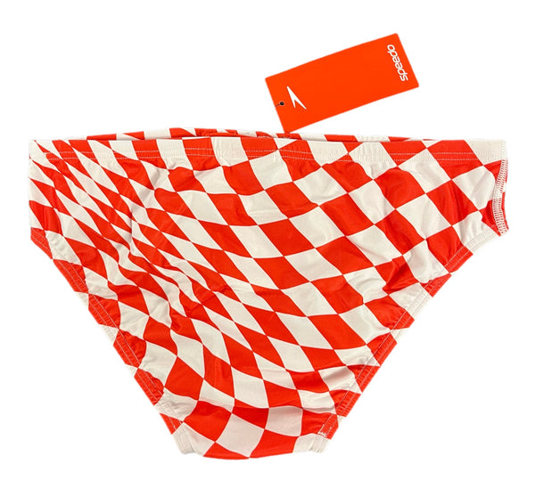 COSTUME SPEEDO ENDURANCE + UOMO SLIP NUOTO PISCINA SCACCHI ROSSO