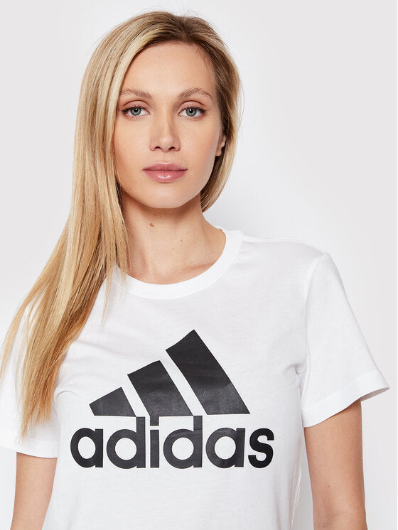 T SHIRT ADIDAS MAGLIA DONNA LOUNGEWEAR ESSENTIALS LOGO BIANCA