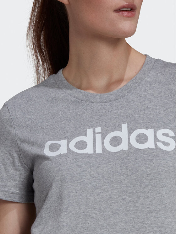 T SHIRT ADIDAS MAGLIA DONNA PALESTRA ESSENTIALS LOGO GRIGIA