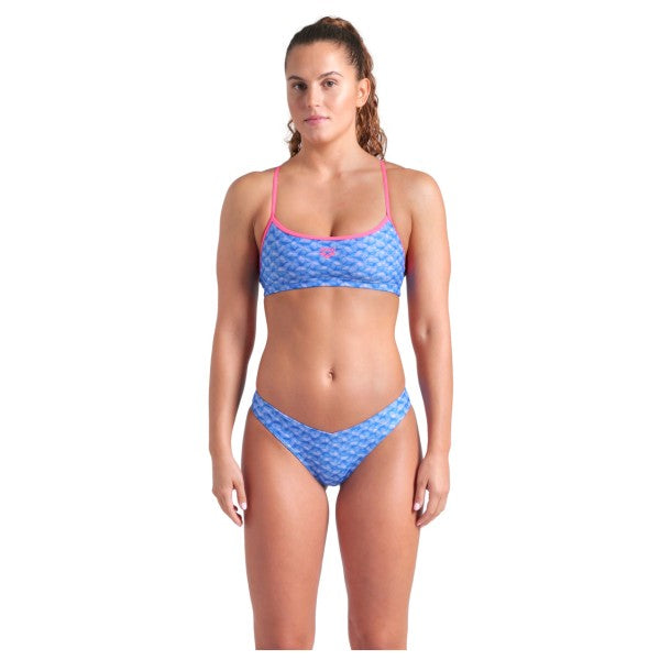 COSTUME BIKINI ARENA 2 PEZZI A FASCIA DONNA PISCINA NUOTO AZZURRO MONOGRAM