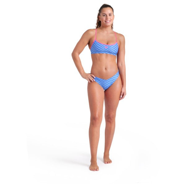 COSTUME BIKINI ARENA 2 PEZZI A FASCIA DONNA PISCINA NUOTO AZZURRO MONOGRAM