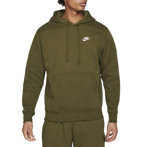 FELPA NIKE UOMO CON CAPPUCCIO SPORTSWEAR CLUB FLEECE VERDE