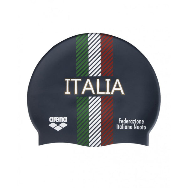 CUFFIA ARENA ITALIA FIN PISCINA SILICONE SWIM CAP CUFFIE NUOTO BLU ITALY