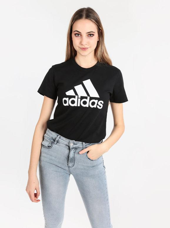T-SHIRT ADIDAS DONNA MAGLIETTA TRAINING FITNESS LOUNGEWEAR ESSENTIALS LOGO BLACK