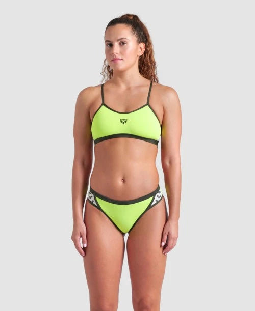 COSTUME BIKINI ARENA 2 PEZZI SLIP E TOP A FASCIA ICONS DONNA PISCINA NUOTO GIALLO FLUO