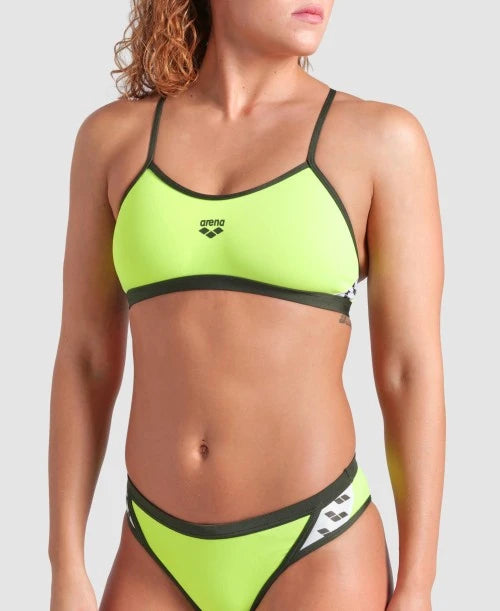 COSTUME BIKINI ARENA 2 PEZZI SLIP E TOP A FASCIA ICONS DONNA PISCINA NUOTO GIALLO FLUO