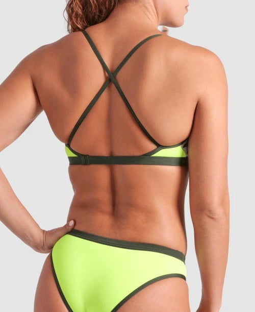 COSTUME BIKINI ARENA 2 PEZZI SLIP E TOP A FASCIA ICONS DONNA PISCINA NUOTO GIALLO FLUO