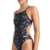 COSTUME ARENA DONNA PISCINA INTERO SPALLINA STRETTA ESCAPE CHALLENGE NERO GRIGIO BIANCO