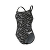 COSTUME ARENA DONNA PISCINA INTERO SPALLINA STRETTA ESCAPE CHALLENGE NERO GRIGIO BIANCO