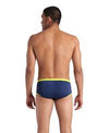 COSTUME ARENA UOMO ALTO TRUNK NUOTO PISCINA SWIM BIG LOGO BLU GIALLO