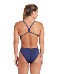 COSTUME NUOTO ARENA DONNA INTERO SPALLINA STRETTA PISCINA SOLID WOMAN SWIMSUIT BLU