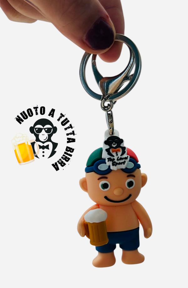NUOTO A TUTTA BIRRA PORTACHIAVI PISCINA NUOTO BIMBO CON BIRRA