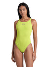 COSTUME NUOTO ARENA DONNA INTERO PISCINA SWIMSUIT SWIM TECH SOLID LIME