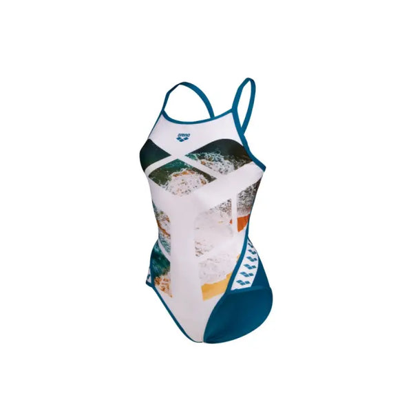 COSTUME ARENA DONNA INTERO PISCINA SPALLINA STRETTA BIANCO