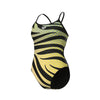 COSTUME ARENA DONNA INTERO PISCINA W MULTI STRIPES CON PIZZO SUL RETRO NERO-BIANCO-VERDE SPALLINA STRETTA