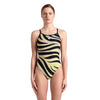 COSTUME ARENA DONNA INTERO PISCINA W MULTI STRIPES CON PIZZO SUL RETRO NERO-BIANCO-VERDE SPALLINA STRETTA