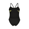 COSTUME ARENA DONNA INTERO PISCINA W MULTI STRIPES CON PIZZO SUL RETRO NERO-BIANCO-VERDE SPALLINA STRETTA