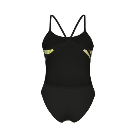 COSTUME ARENA DONNA INTERO PISCINA W MULTI STRIPES CON PIZZO SUL RETRO NERO-BIANCO-VERDE SPALLINA STRETTA