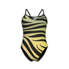 COSTUME ARENA DONNA INTERO PISCINA W MULTI STRIPES CON PIZZO SUL RETRO NERO-BIANCO-VERDE SPALLINA STRETTA